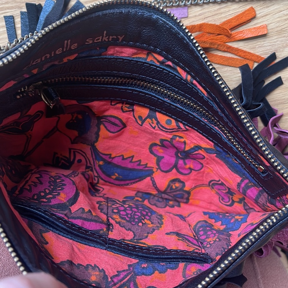 Danielle Sakry Multi Color Leather Fringe Crossbody Bag - Picture 4 of 5